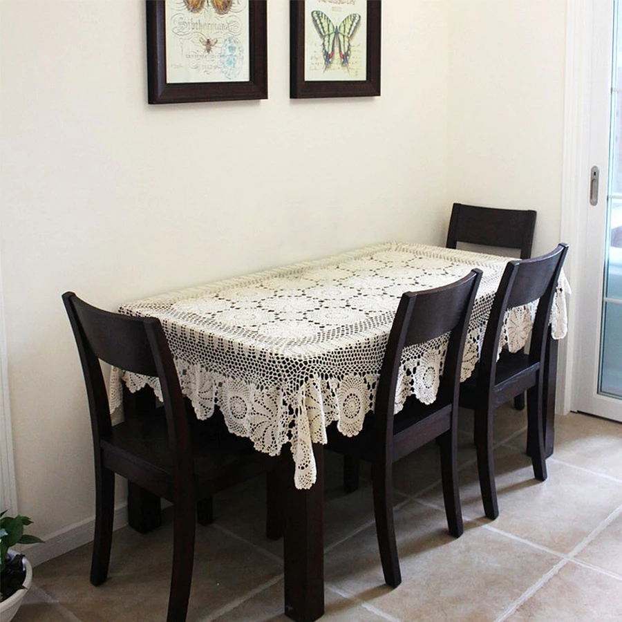 

Cotton Flower Design Tablecloth Decorate For Table Sofa Curtain Handmade Crocheted Table cloth Home Coffee Table 1pc/lot