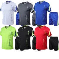 2021 summer mens short sleeve shorts set mesh o neck sportswear running fitness training clothes