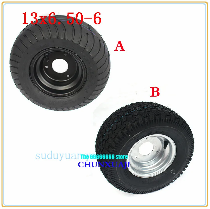 

13 Inch ATV Go-kart Beach Wheel 13X6.50-6 Tubeless Tyre Vacuum Tire with Alloy Hub for Lawn Car Sightseeing Car
