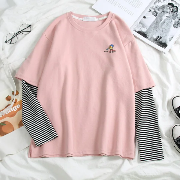MaY 3356 fen Harajuku/женская футболка с длинным рукавом в стиле хип-хоп, Ulzzang, футболки в Корейском стиле с буквенным принтом, осенние модные черно-белые топы для девочек - Цвет: MaY 3356 fen