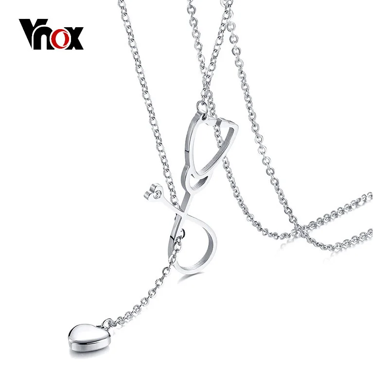 Vnox стетоскоп Лариат сердце ожерелье кулон для доктора Медсестры Медицинский
