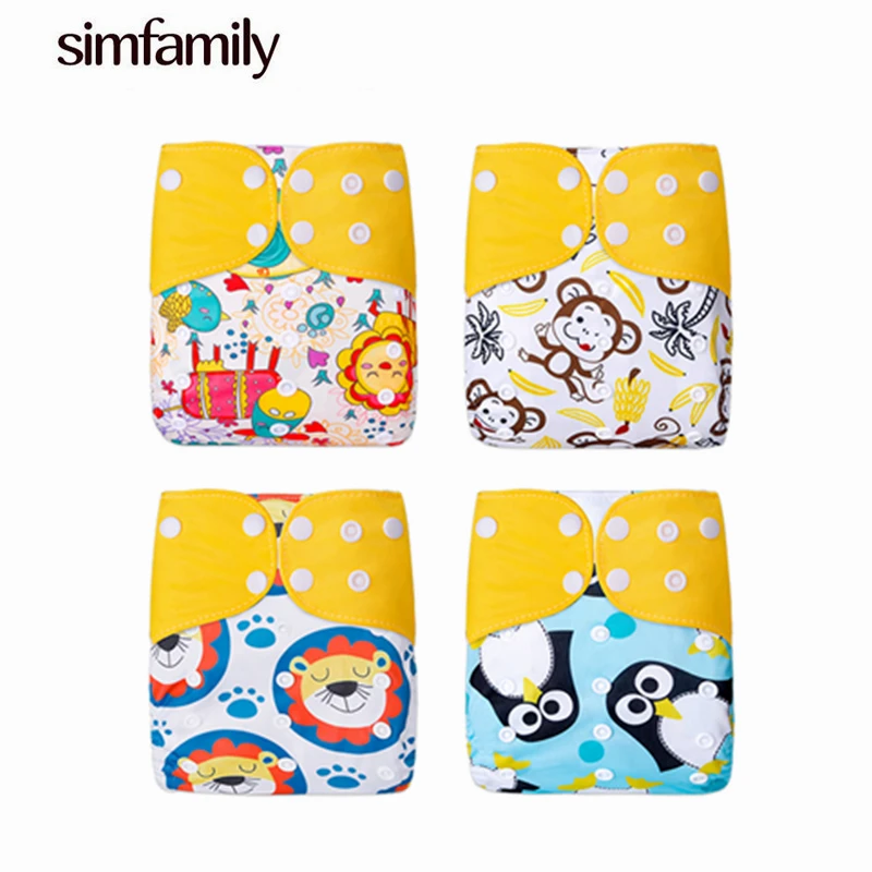 Simfamily 4 шт./компл. моющиеся Экологичные тканевые детские подгузники многоразовые