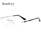 Оправа для очков Krasivyy Мужская без оправы, титановые Безвинтовые оптические очки по рецепту, новинка 2021, брендовые квадратные очки для близорукости