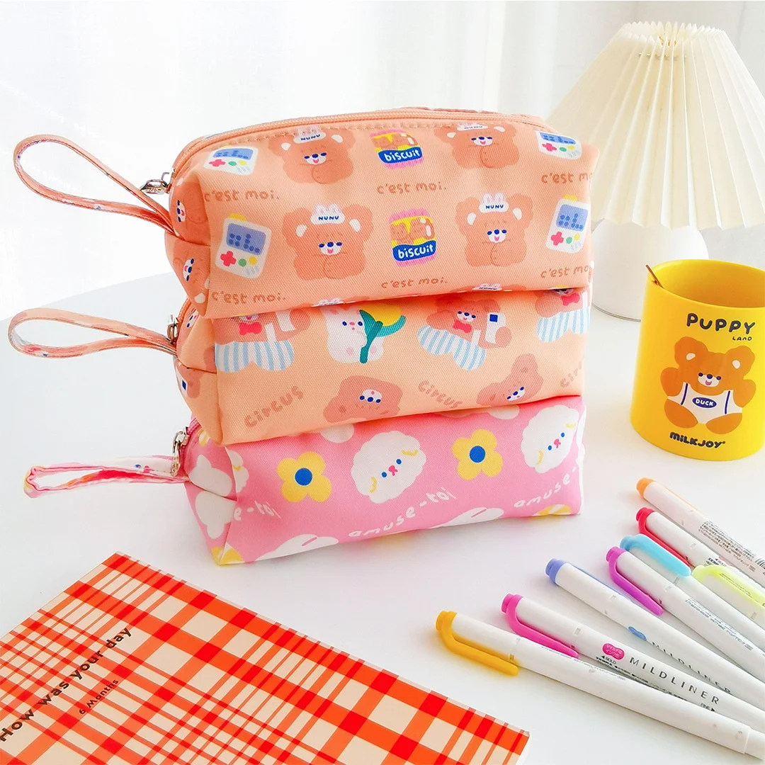 

Cake Bear Large-capacity Cloth Kawai Pencil Case Cute Rabbit Japanese Ins Portable Pencil Case anime bags