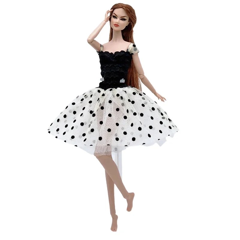 

1/6 BJD Clothes Classic White Black Polka Dress For Barbie Doll Clothes Outfits Princess Party Gown 11.5" Dolls Accessories Toys