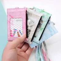 new fashion cartoon card holders thin zipper pouch credit id organizer strap cardholders coin purses leather card wallet 2021