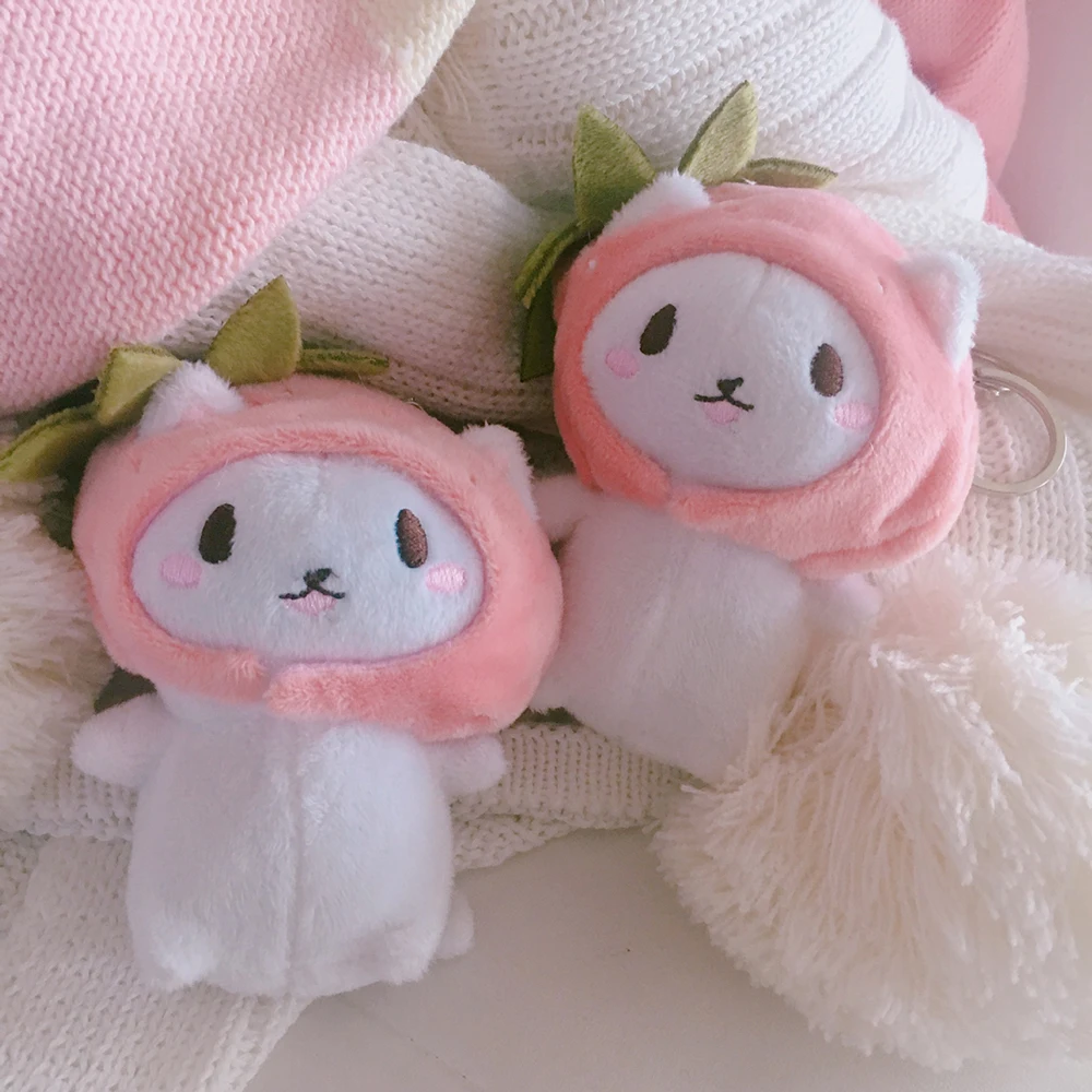 Children's Cartoon Cute Plush Toy Girl Heart Strawberry Hat Cat Pendant Bag Keychain Baby Soothes Birthday Gift 11 | Игрушки и хобби