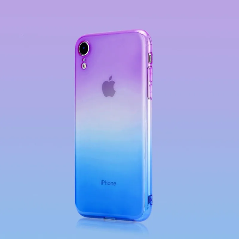 Чехол для мобильного телефона с градиентом iPhone X XS XR XSMax 8 7 6 6splus 5 5S 5SE прозрачный