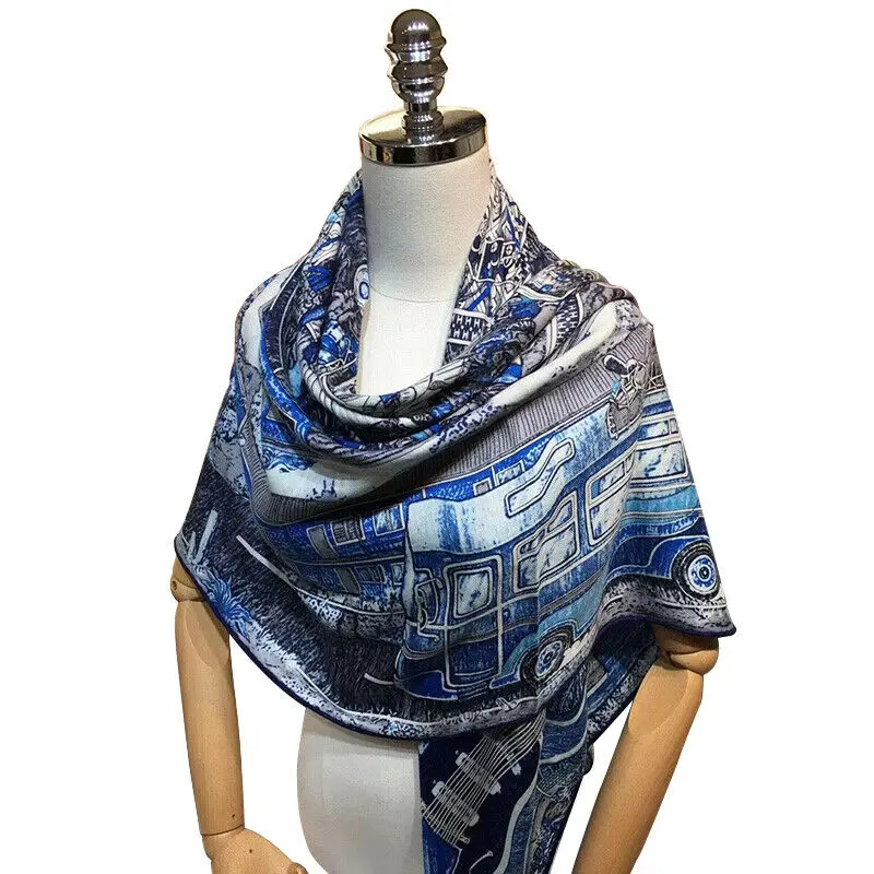 

Luxury 70% Cashmere 30% Silk Scarf Women Winter Thin Shawl Stole Fashion Concert Print Kerchief Bandana Hijab 135*135cm