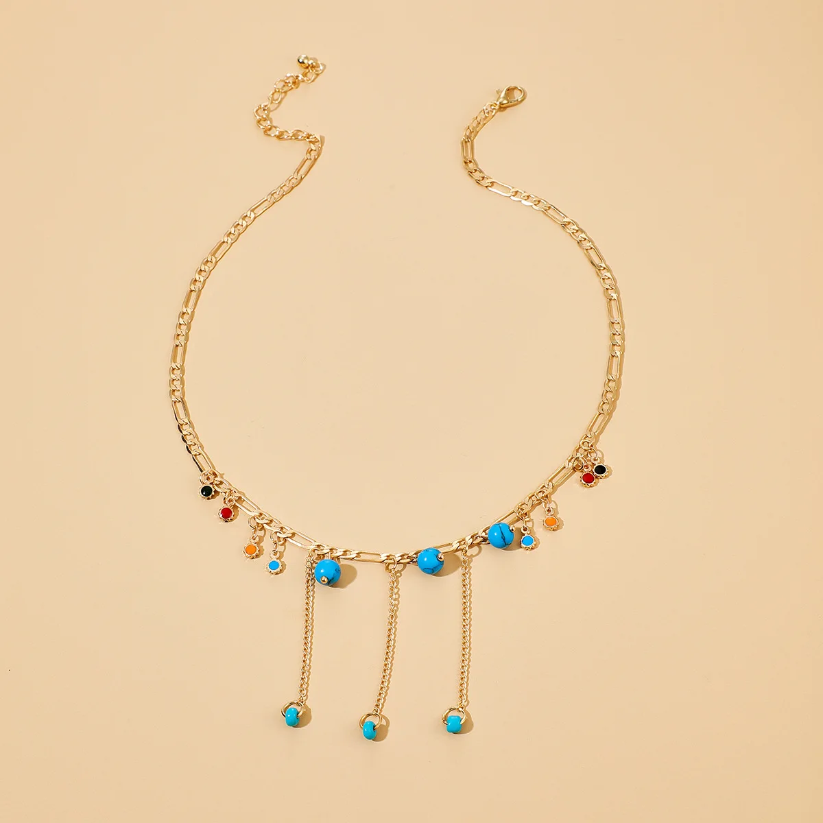 

Cbeyt New Tendy Tassel Bohemian Necklace For Women Vintage Boho Ethnic Turquoise Pendant Necklace Choker Beads Party Jewelry New