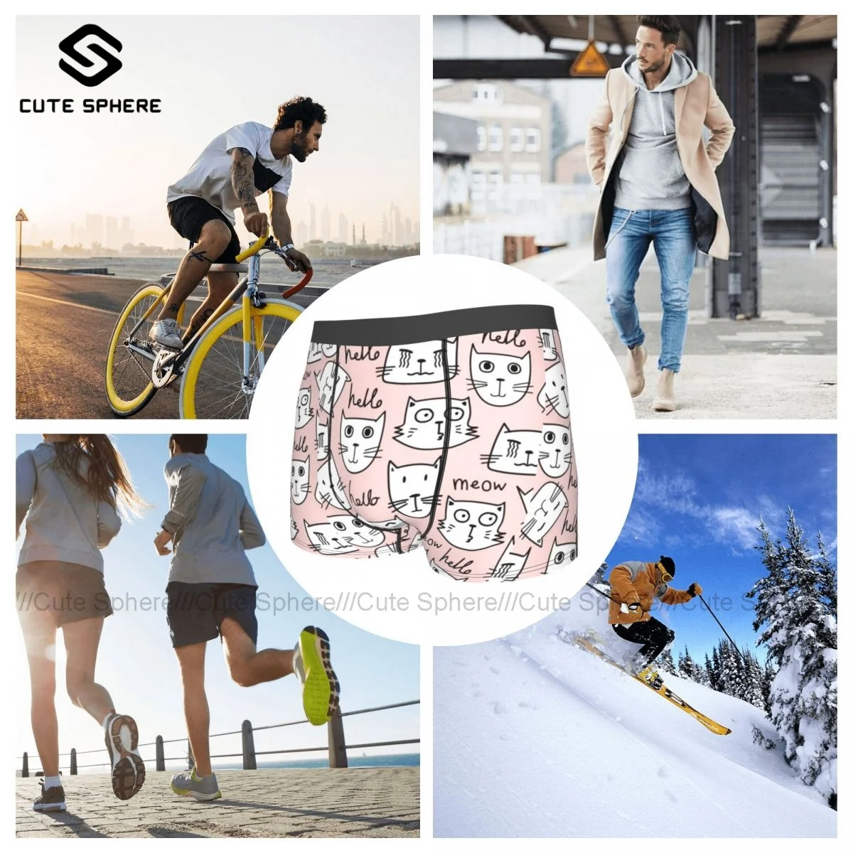 

Kitty Underwear Design Polyester Sublimation Trunk Hot Man Sexy Boxer Brief