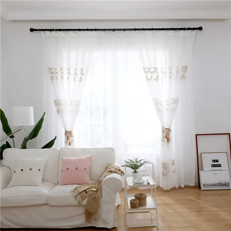 Вышитая богатая бамбуковая Цветочная кружевная вуаль занавеска занавес комнаты