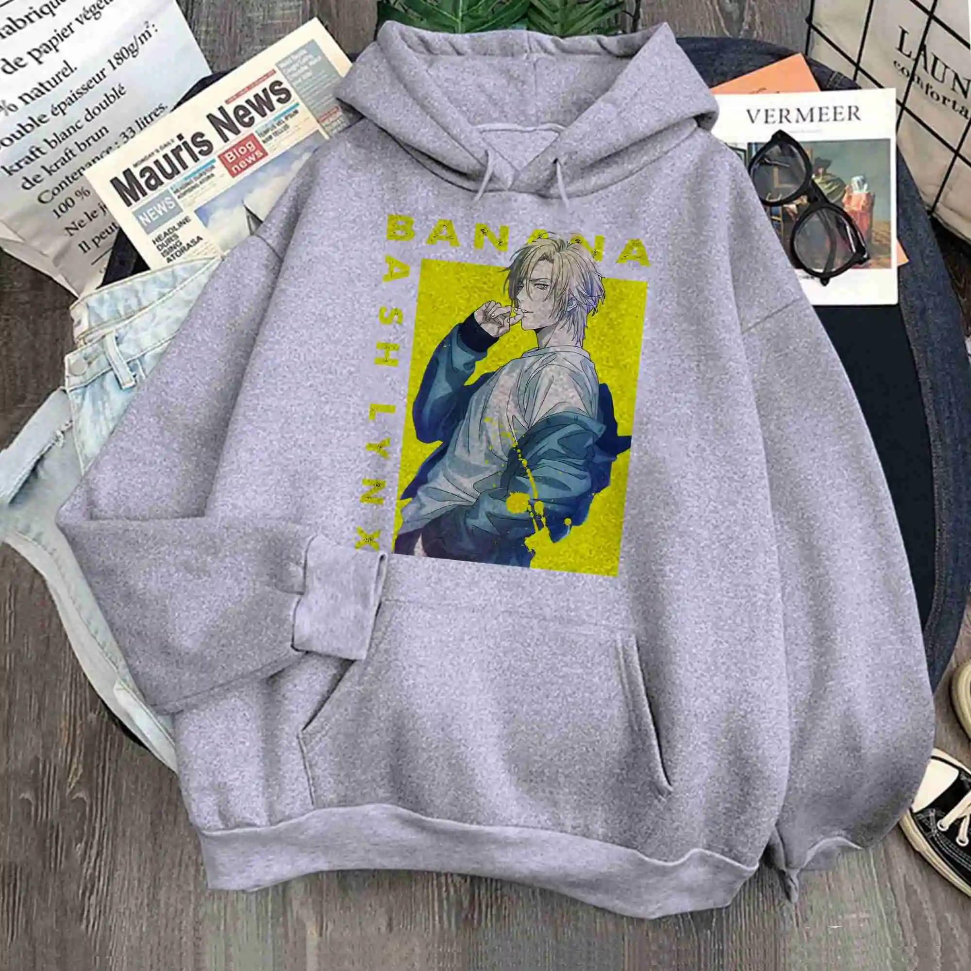 

Banana Fish Ash Lynx Eiji Print Hoodies Woman Kawaii Oversize Sweatshirt Winter Fleece Graphic Korean Fashion Cartoon Hooded