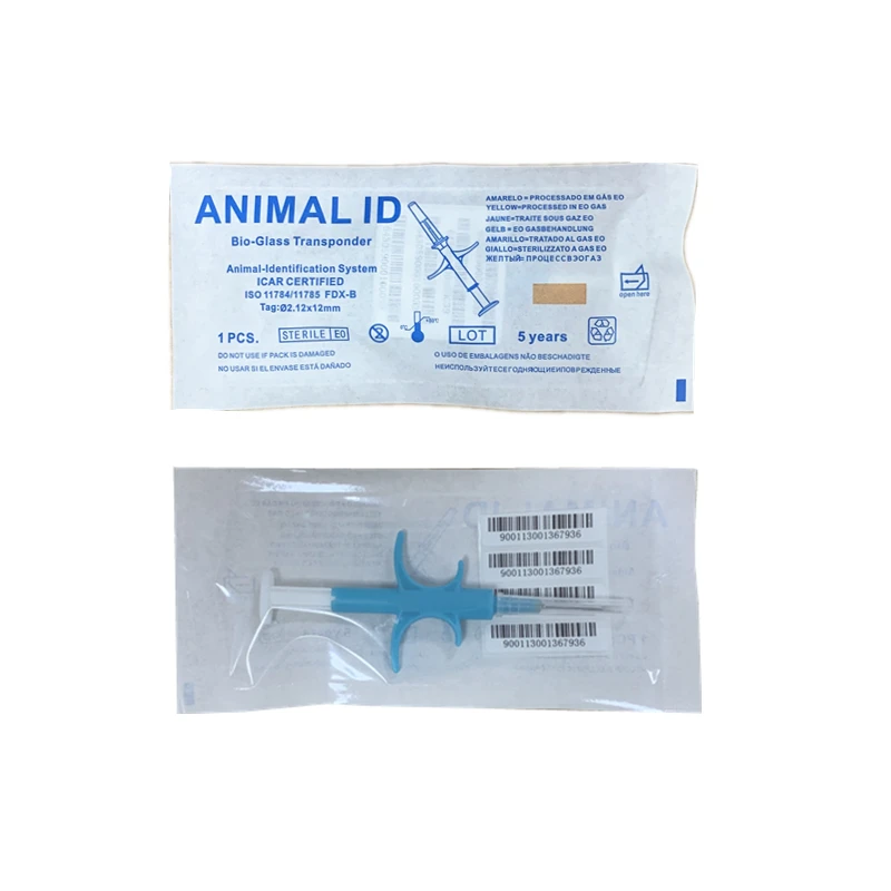 Free shipping Blue 2.12x12 1.4x8 1.25x7 EM4305 FDX-B standard Animal lifetime tracking microchip transponder for vet with syring | Дом и сад