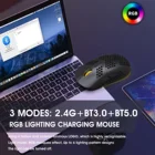 Беспроводная Bluetooth-мышь HXSJ T90, 2,4 ГГц, подсветка RGB, 3600 DPI, TYPE-C зарядка, офисный геймер, 3 режима, компьютерные аксессуары, ПК