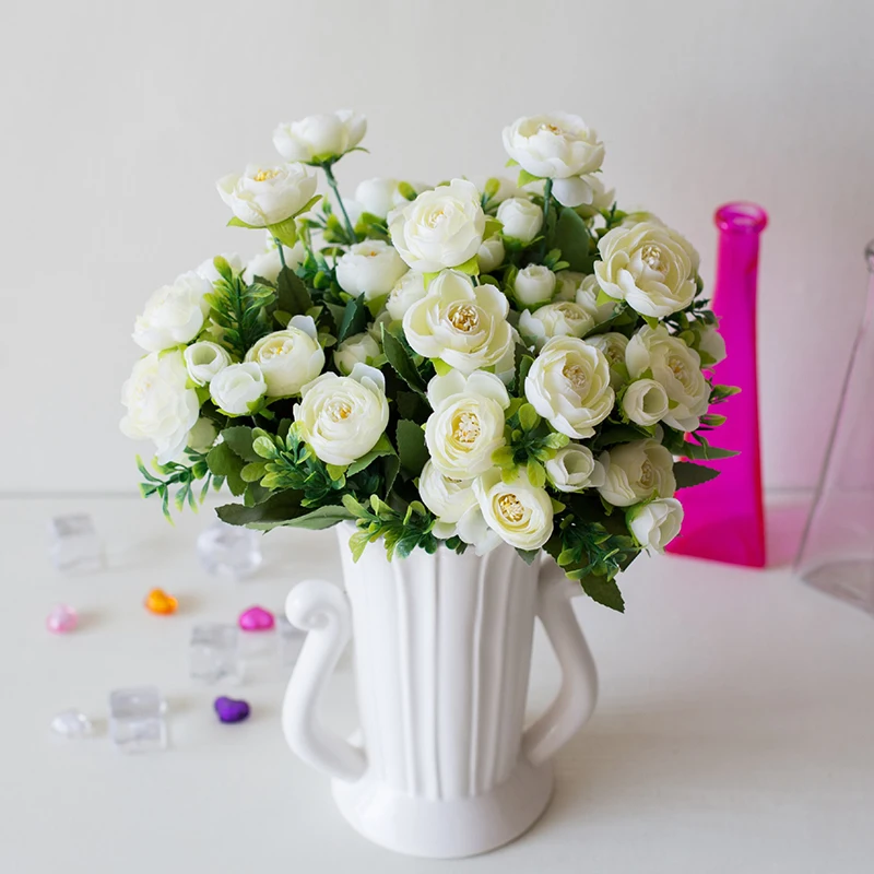 9 цветов/Букет Красивые розы искусственный цветок шелковые цветы камелии сделай