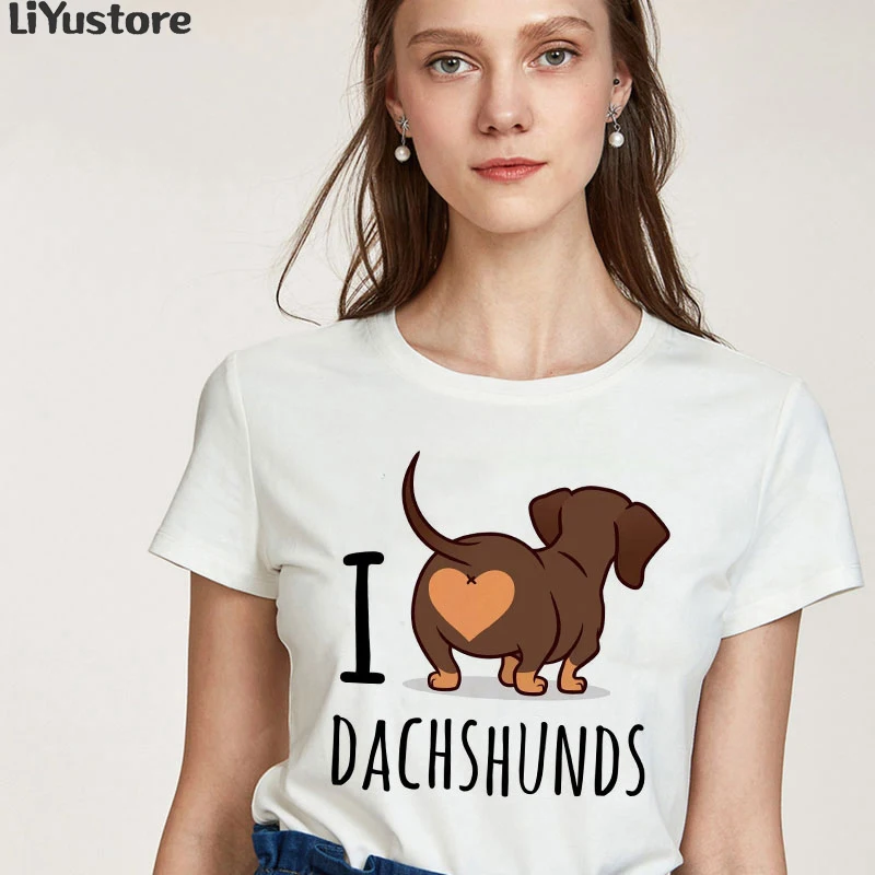 

Женская футболка с надписью «I Love Dachshund»