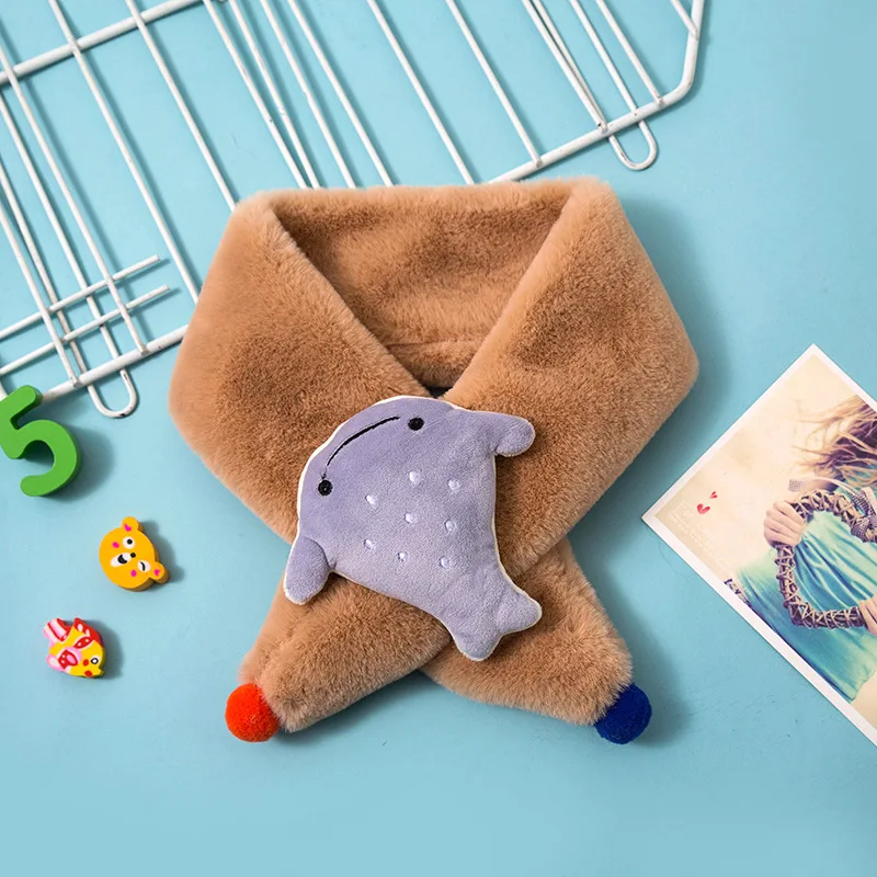 Детский Одноцветный шарф для малышей теплый с рисунком мальчиков и девочек милый