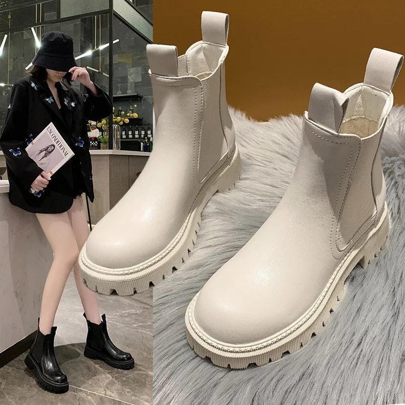 

Ladies Elegant White Ankle Boots Female High Heel Platform Shoes Black Gothic Leather Punk Ankle Boots
