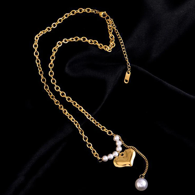 

Романтическое милое женское ожерелье из искусственной кожи, жемчужная цепочка до ключиц, ювелирные изделия из титановой стали, подарок на д...