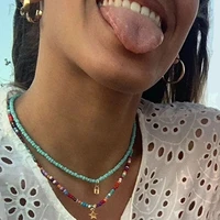 2021 trend elegant jewelry beads chain star moon lock pendant necklace unquie gold color women fashion necklace wholesale x033