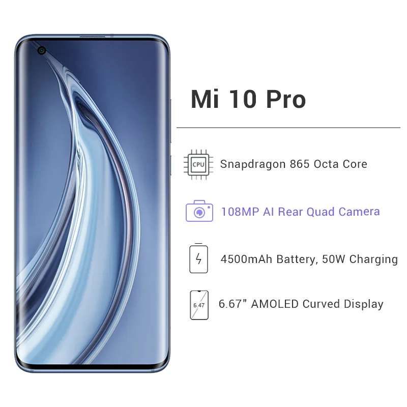 Xiaomi Mi 10 Pro 8 Гб 256 5G смартфон Mi10 Snapdragon 865 108MP Quad Camera 6 67 &quot90 Гц активно матричные осид