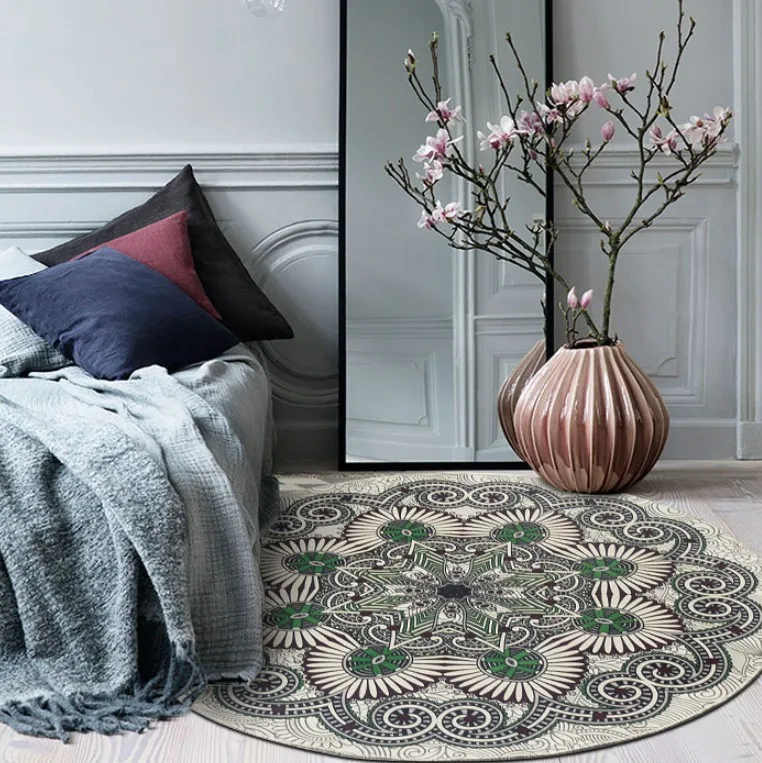 Этнический Boho напольный коврик для гардеробной и ковры коврик для йоги с мандалой Хиппи Мандала нескользящий круглый ковер для гостиной