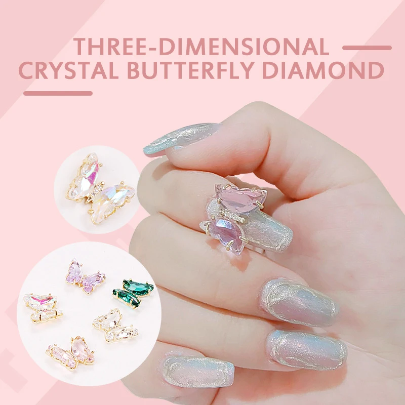 Дизайн ногтей 3D металлическая Блестящая бабочка украшение золотой сплав