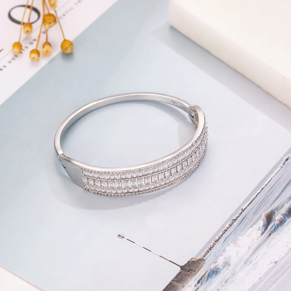 Роскошный браслет с квадратным камнем обручальный для женщин свадебные