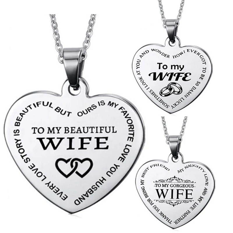 Для моей жены ожерелье из нержавеющей стали золотое сердечко серебряного цвета