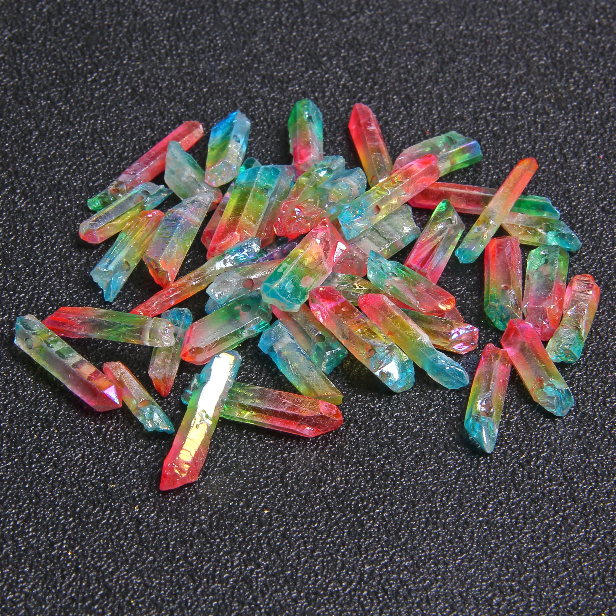 

10pcs Natural Quartz Stick Point Loose Beads Top Drilled Graduated Point Pendant Beads for Jewelry Making Necklace Wholesale