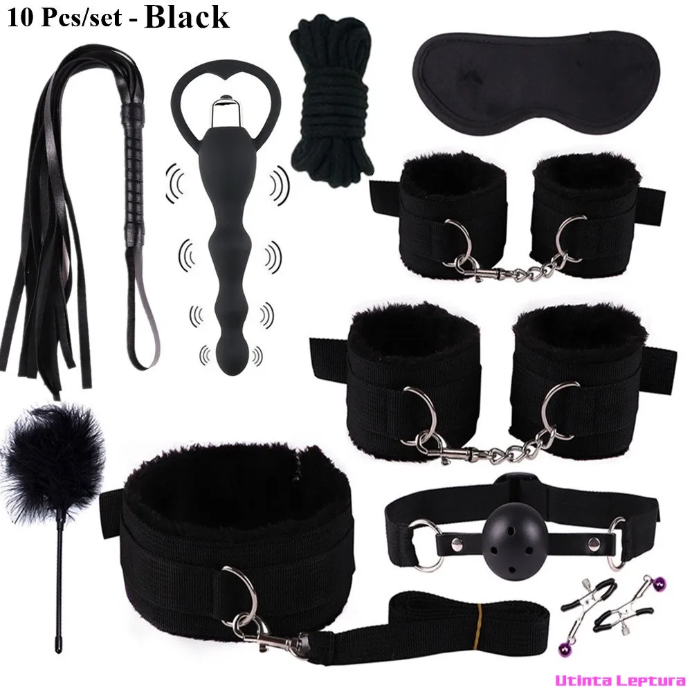 Игрушки SM наручники кнут зажим для сосков повязка на глаза кляп рта набор товаров взрослых БДСМ бондаж игры