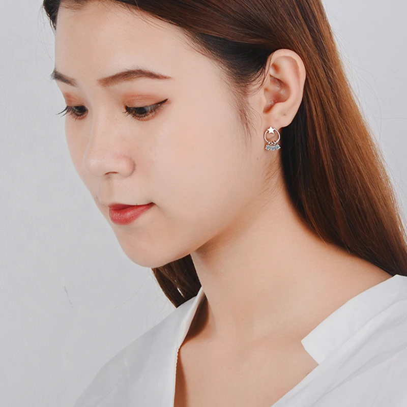 Женские серьги подвески MEETSOFT гипоаллергенные из стерлингового серебра 925 пробы с