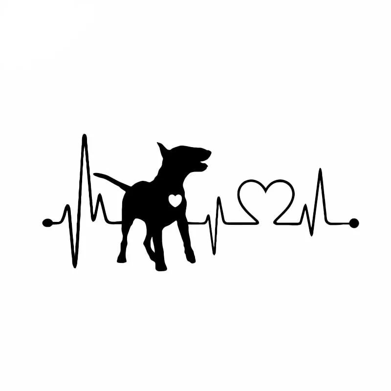 

CMCT heartbeat Bull Terrier animal suitable for window body car decoration 20cm-8cm waterproof Vinyl Sticker