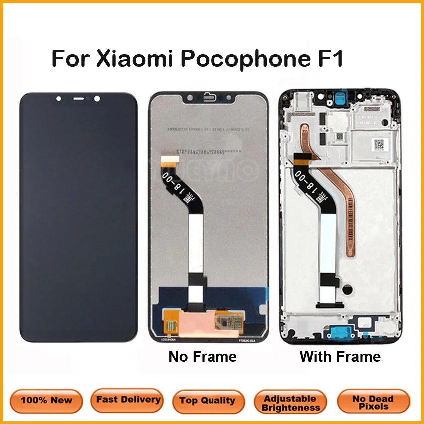 ЖК дисплей с рамкой для Xiaomi Pocophone F1 экран POCO разрешением 2246*1080|Экраны мобильных