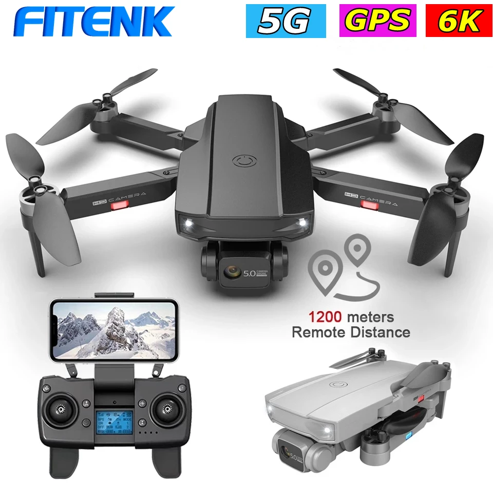 

FITENK Camera Drones 6K HD Drone 4K GPS Professional 5G WiFi FPV Brushless Foldable Long Distance Dron RC Quadcopter Helicopter