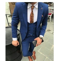 three pieces navy blue mens tuxedo cheap real picture casual dinner suits formal suits tuxedo male tuxedojacketpantvest