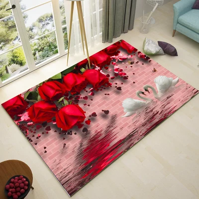 Nordic Green Pastoral Style 6mm 3D Carpet Living Room Flower Mats Sofa Coffee Table Cushion Balcony Bedroom Bedside Blanket | Дом и сад