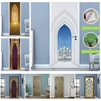 2pcsset muslim style eid adha porch decoration wall poster diy door art mural sticker living room peel stick wall stickers