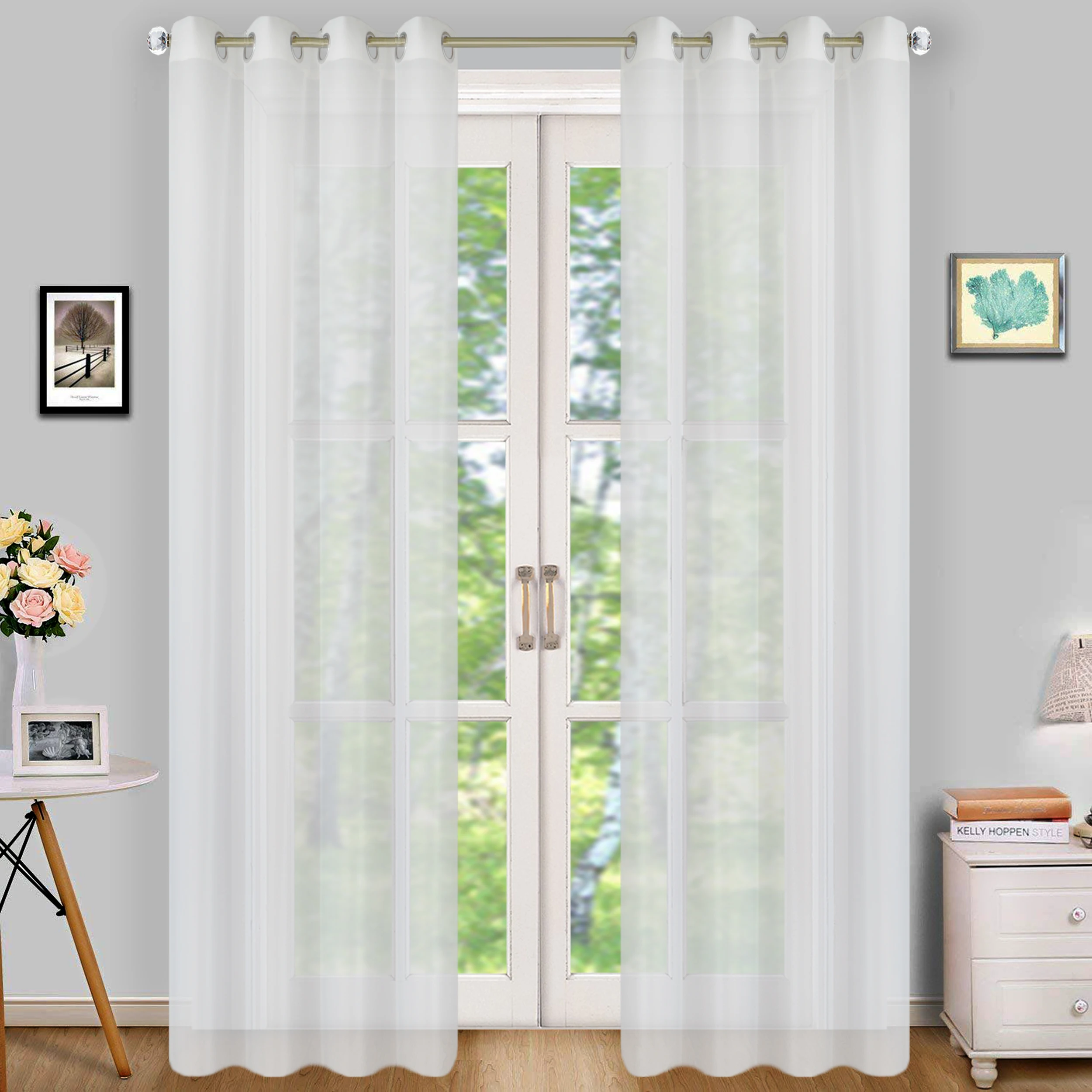 Летние современные окрашенные занавески из вуали Тюлевая ткань для гостиной