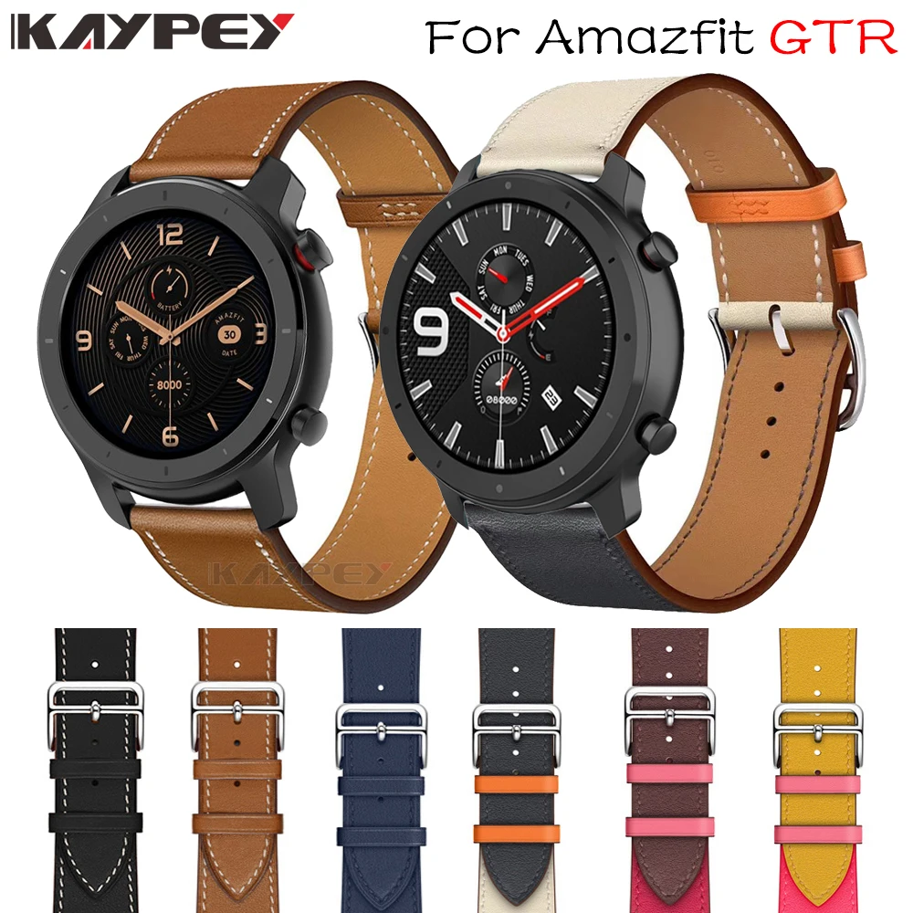 Ремешок из натуральной кожи для Xiaomi Huami Amazfit GTR 47 мм/42 мм спортивный сменный