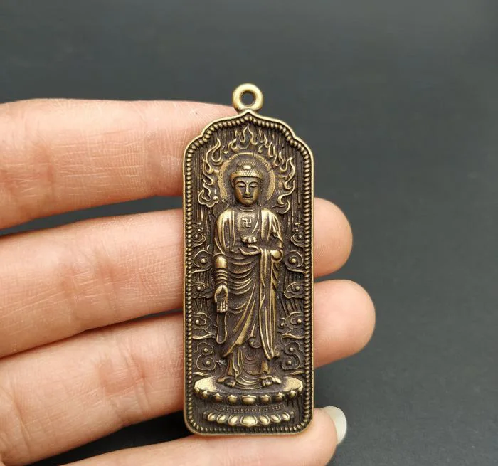 

Коллекция античная бронза, античная бронза, Марка Sakyamuni Buddha, маленькая медная подвеска