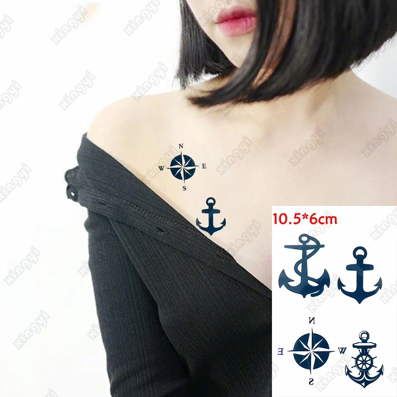 Водостойкая временная татуировка наклейка компас якорь пиратский корабль