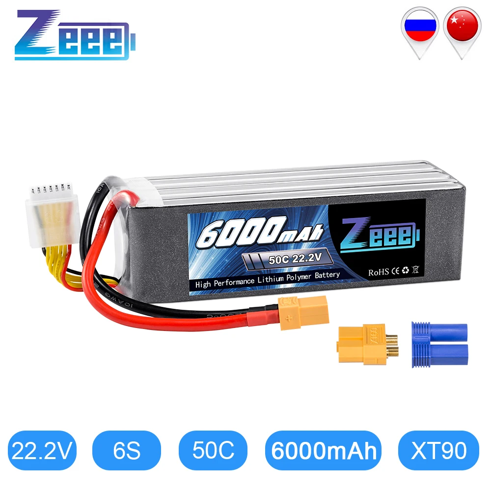 Zeee Lipo аккумулятор 6000mAh 6S 22,2 V 50C XT90 RC Lipo аккумулятор с разъемом XT60 EC5 для гоночного дрона FPV Вертолет Автомобиль Лодка Грузовик