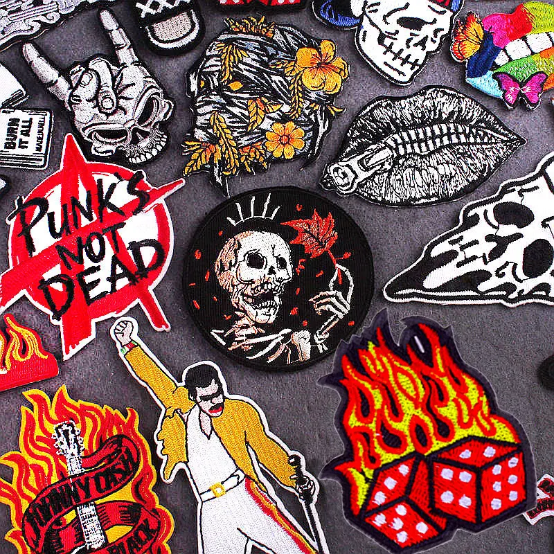 Стильная одежда в стиле хиппи термоклейкая нашивка с черепом панк термоклейкие