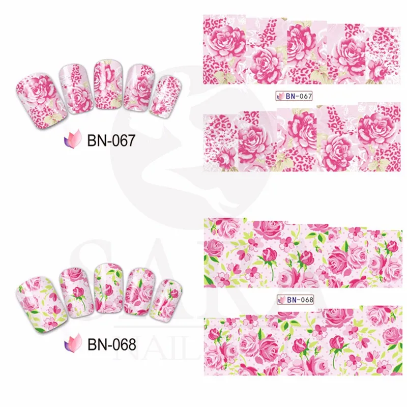 12 стилей/лист цветочный дизайн ногтей Переводные водные переводные наклейки