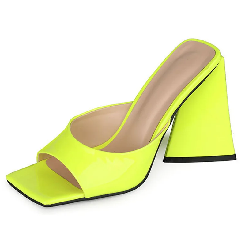 

Summer wear new style square head thick heel open toe high heel slippers