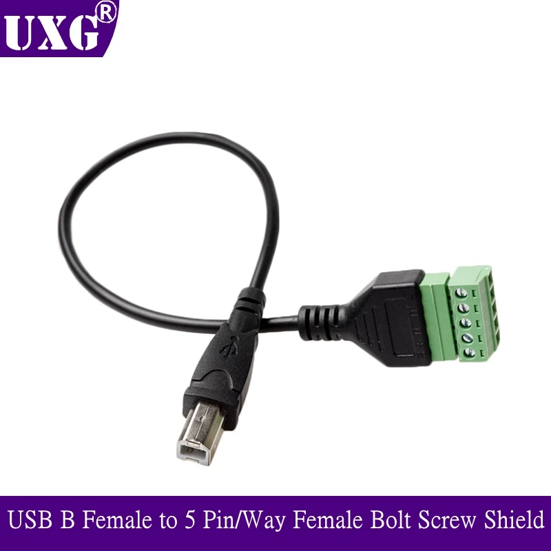 

1FT USB 3.0 B Male & Female to 5 Pin/Way Female Bolt Screw Shield terminals Pluggable Type Adapter cable 0.3m