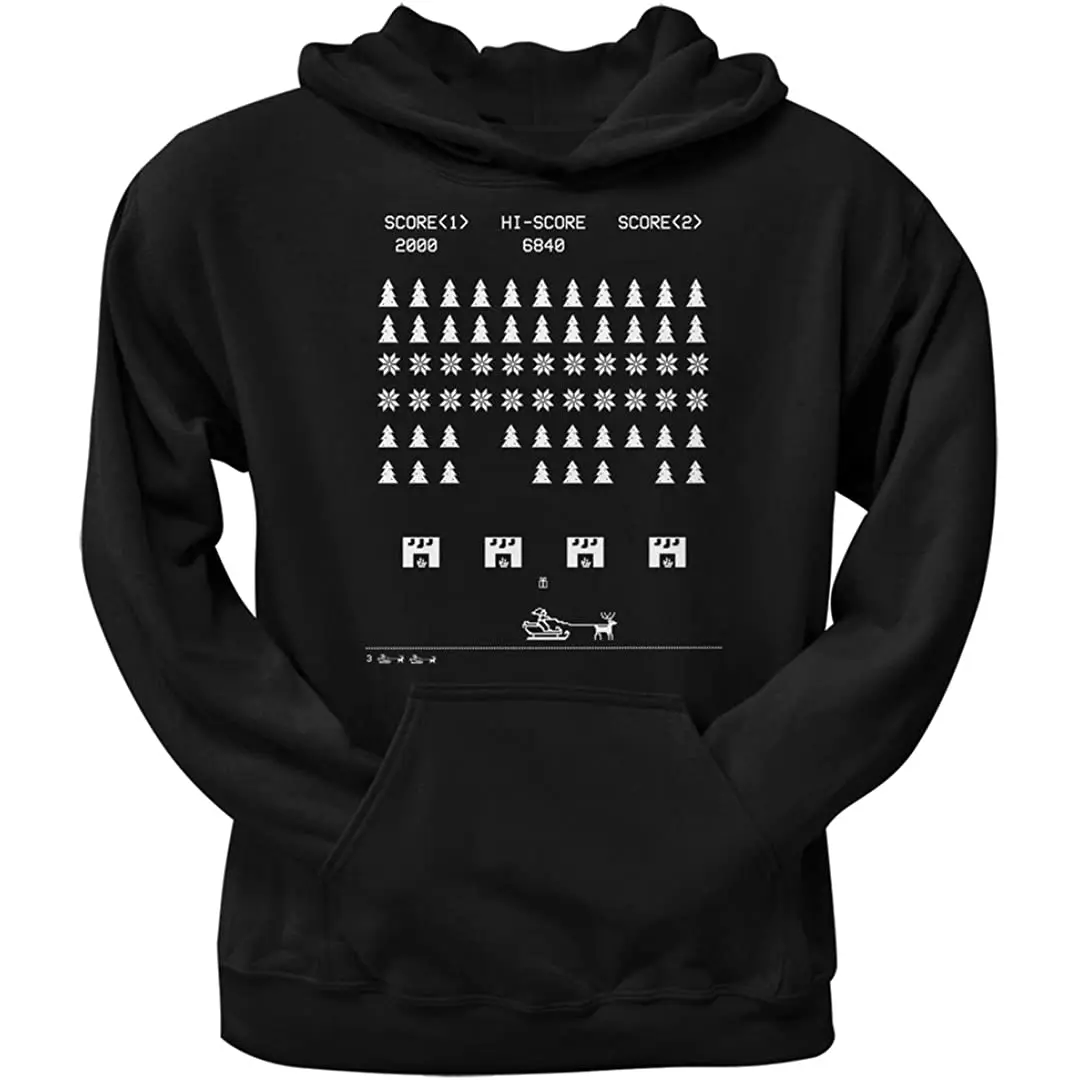 

Classic Arcade Game Ugly Christmas Sweater Black Pullover Hoodie