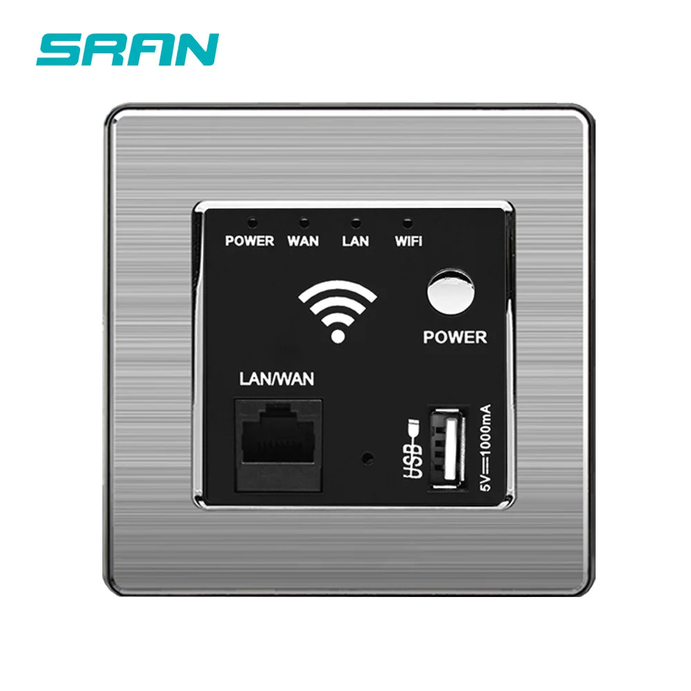 Настенная розетка SRAN с Wi Fi USB из нержавеющей стали 86 мм * 300 МБ|Электрические